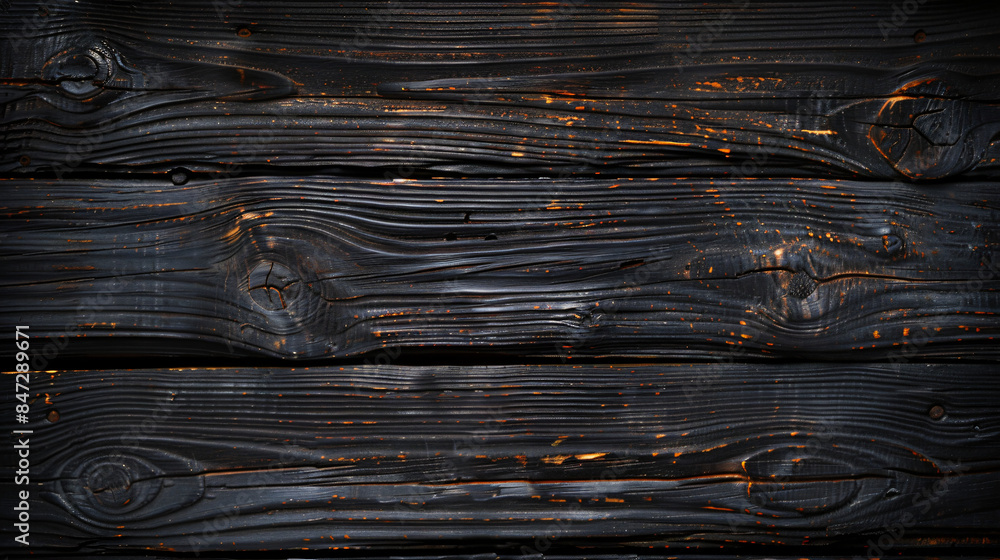 Aufkleber beautiful grain and knots of dark charred wood planks create a rustic backdrop