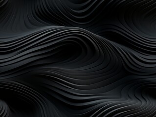 This seamless black and white pattern features smooth, flowing swirls that create a mesmerizing optical illusion.