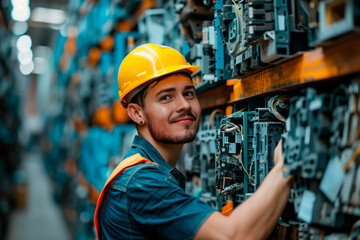 Young Man on Inventory Management of Computer Parts and Electronic Waste in a Recycling Plant Warehouse