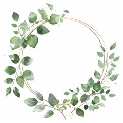 Obraz premium Simple flat vector geometric wreath with plants and flowers 