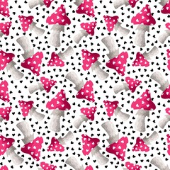 Cartoon autumn seamless mushrooms pattern for wrapping paper and fabrics