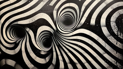 Fototapeta premium Optical - Black & White Optical Holes, zebra, pattern, texture, stripes, black, striped, stripe, black and white art, optical art, op art, illusion art