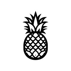 Simple Black and White Pineapple Illustration Silhouette