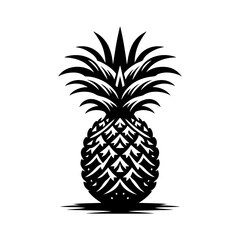 Minimalist Black and White Pineapple Vector Silhouette