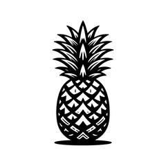 Black and White Pineapple Silhouette Vector Art