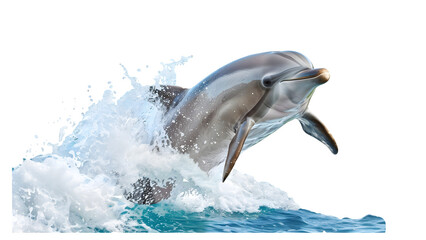 Dolphin jumping in the water isolated on a transparent background, PNG, Ai