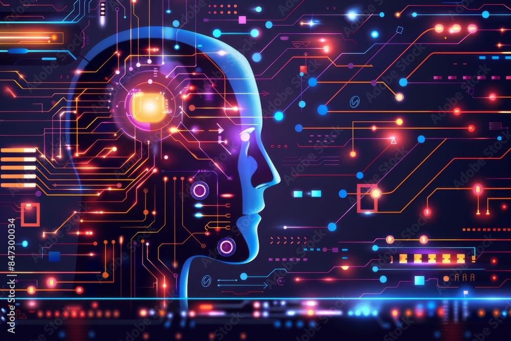 Poster ai powered digital display in a high tech digital environment, symbolizing advanced technology, inno