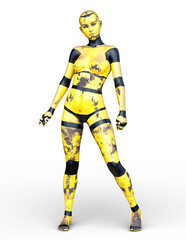 女性サイボーグ　3DCGレンダリング