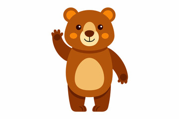 Brown toy bear isolated on a white background. Cute cartoon baby plush bear. Concept of kids toys, childhood, fun, game, playtime. Print, icon, design element