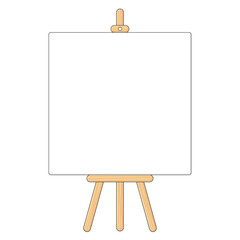 Easel with a blank white canvas board isolated