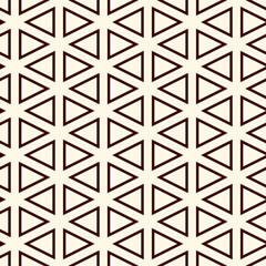 Contemporary grid pattern. Triangles motif. Repeated geometrical figures, lines ornament. Modern abstract background. Seamless surface design. Simple structure wallpaper. Digital paper, textile print.