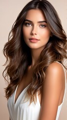 Naklejka premium Portrait of a Beautiful Young Woman with Pristine Skin, Highlighting Face Care, Cosmetology, and Spa