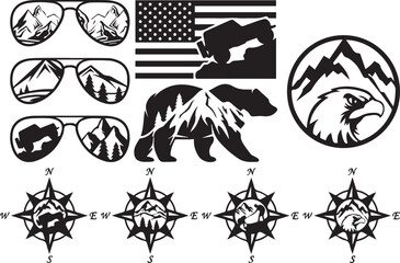Mountain SVG Bundle, Mountain PNG Bundle, Mountain Clipart, Landscape Svg, Mountain SVG Cut Files for Cricut, Mountain Silhouette, mountain compass svg .bear svg ,sunglass svg .
