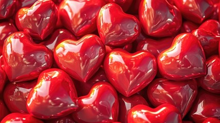 A close-up shot of a bunch of red hearts, great for romantic occasions and Valentine's Day themes