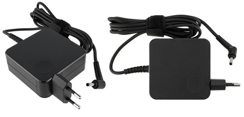 Power adapter for notebook computers, on white background in insulation
