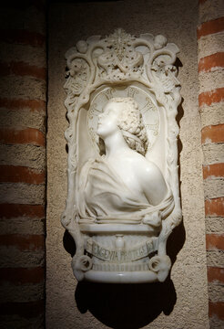 Stockholm, Sweden;  niche with the marble sculpture of the bust of Saint Eugenia