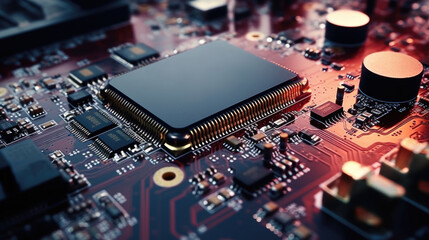 Close-up shot of a computer motherboard, suitable for tech-related content and tutorials