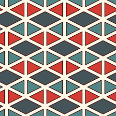 Contemporary geometric pattern. Repeated triangles ornament. Modern geo abstract background. Seamless surface design. Mosaic wallpaper. Digital paper, textile print. Vector illustration