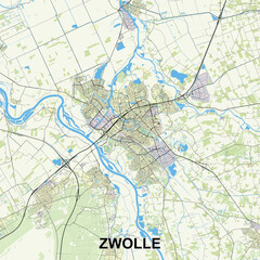 Obraz premium Zwolle, Netherlands Poster map art