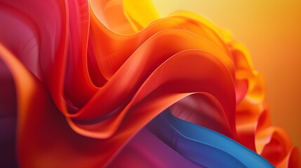Obraz premium A stunning abstract composition featuring radiant, flowing curves in vibrant shades of red, orange, and yellow, with hints of blue. The smooth, wavy forms create a dynamic and energetic visual experie
