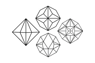 a bundle of geometric shapes line art free vector illustration silhouette white background