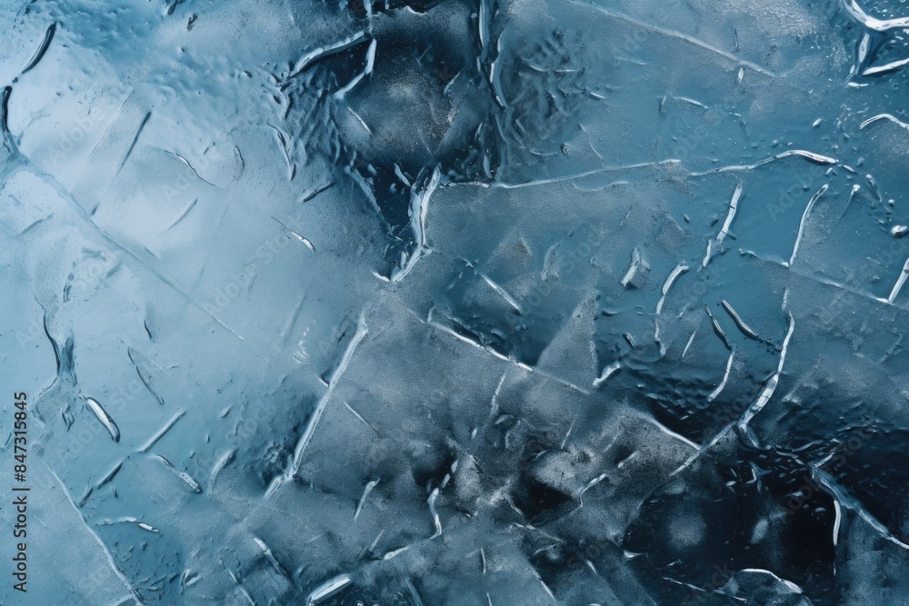 Aufkleber a close-up view of a small piece of ice with intricate patterns and textures