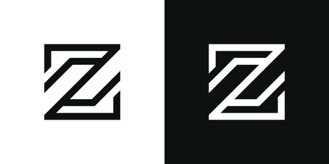Letter Z logo design with square lines. Premium Vector