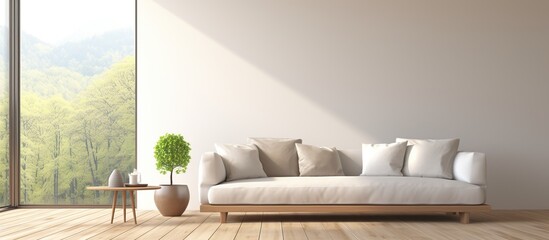 photo portrait of modern living room with sofa on wood. Living room interior with sofa and chairs with comfortable elegant decoration