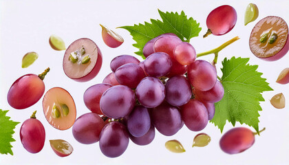 Obraz premium Photograph of grapes cut in the air