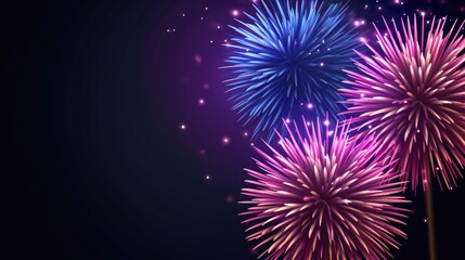 Obraz premium Colorful fireworks exploding against a dark background