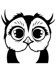 Cute Owl | Bird | Cute Night Animal | Nocturnal Creature | Forest Bird | Big Eyes Animal | Safari and Wild Decors | Original Illustration | Vector and Clipart | Cutfifle and Stencil