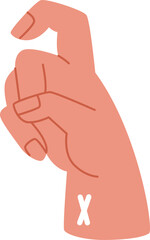 Hand Sign Alphabet X Letter