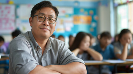 Fototapeta premium Singaporean teacher in class