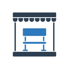 Public Bench Icon - Waiting Bench Icon