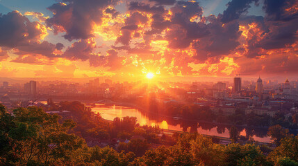 Bucharest, Romania city created with Generative AI technology