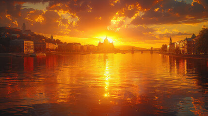 Naklejka premium Budapest, Hungary city created with Generative AI technology