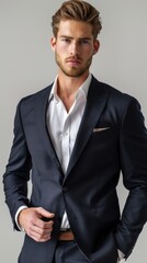 A fashion male model with strong jawline.