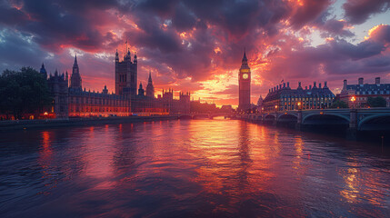 Capture the grandeur of London, United Kingdom created with Generative AI technology