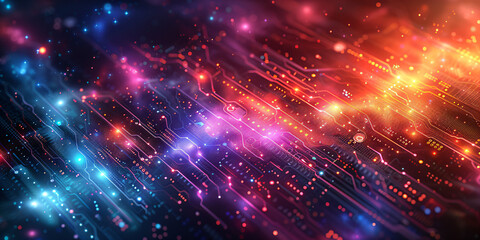 Obraz premium Abstract digital circuitry with vibrant colors. Abstract technology background in futuristic style