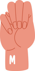 Hand Sign Alphabet M Letter