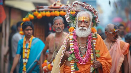 Fototapeta premium Elders Guiding Youth at Rath Yatra