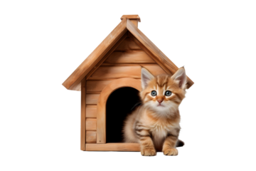 Wooden Cat House (PNG) isolated on transparent background