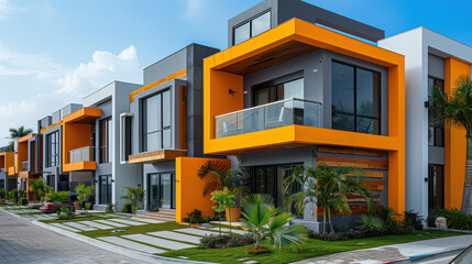 modern and luxury apartment building with vibrant colors created with Generative AI technology