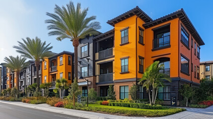 colorful houses in modern style created with Generative AI technology