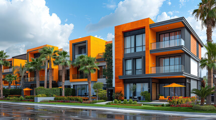 Naklejka premium colorful houses in modern style created with Generative AI technology