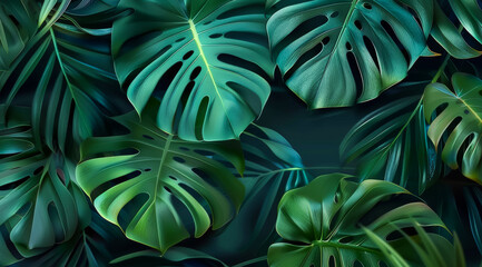 A close up of green leaves with a dark background