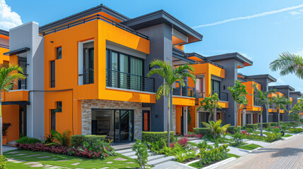 modern and luxury apartment building with vibrant colors for real estate themes created with Generative AI technology