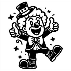Fototapeta premium Clown black outline illustration.