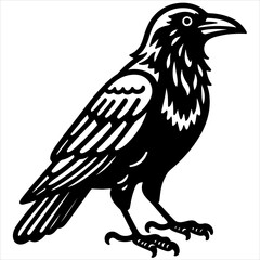 Fototapeta premium Crow black outline illustration.