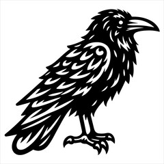 Fototapeta premium Crow black outline illustration.